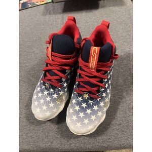 Under Armor Cleats Boys Size 2.5Y Locked Down Red White Blue